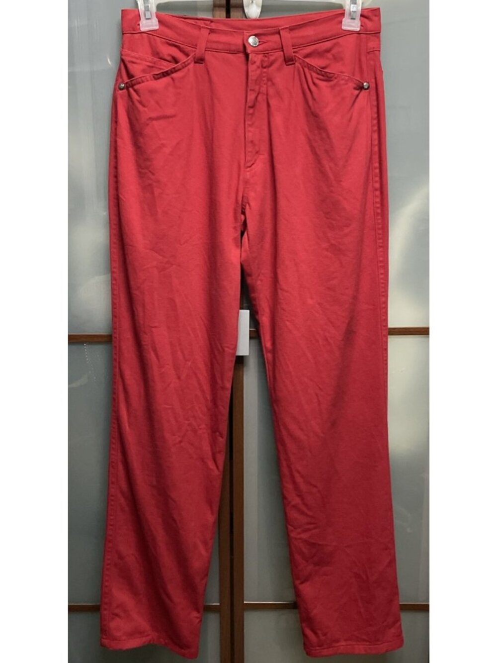 Versace Sport Vintage Womans 28 Red Pants Mom Jeans Stretch Straight High Waist